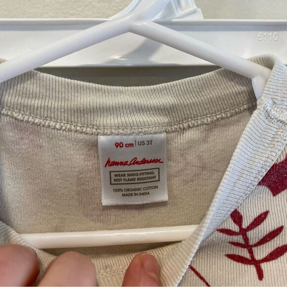 Hanna Andersson organic long john pajama set sz 100 scandi deer (US 4) - Picture 3 of 6